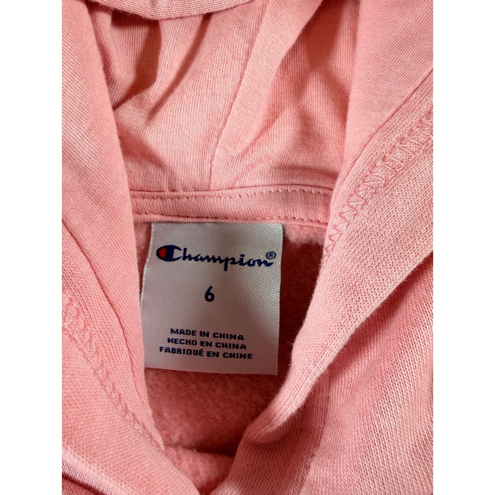 Champion Girls Pink Butterfly Graphic Logo Pullover Hoodie Sweatshirt Size 6 - Picture 3 of 5